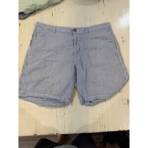 Chaps Seersucker Shorts Mens 38 Blue White Stripe Golf Short